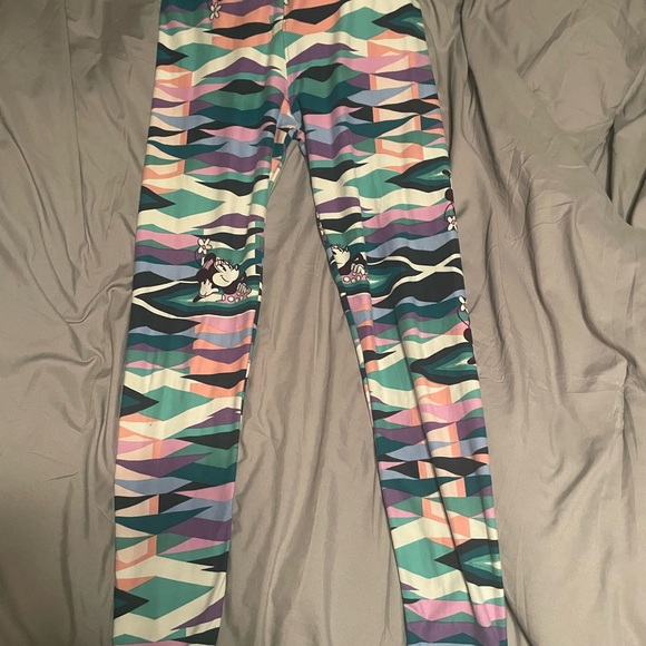2 pairs Lula Roe OS Minnie Mouse and Mickey Mouse leggings set - Picture 1 of 11